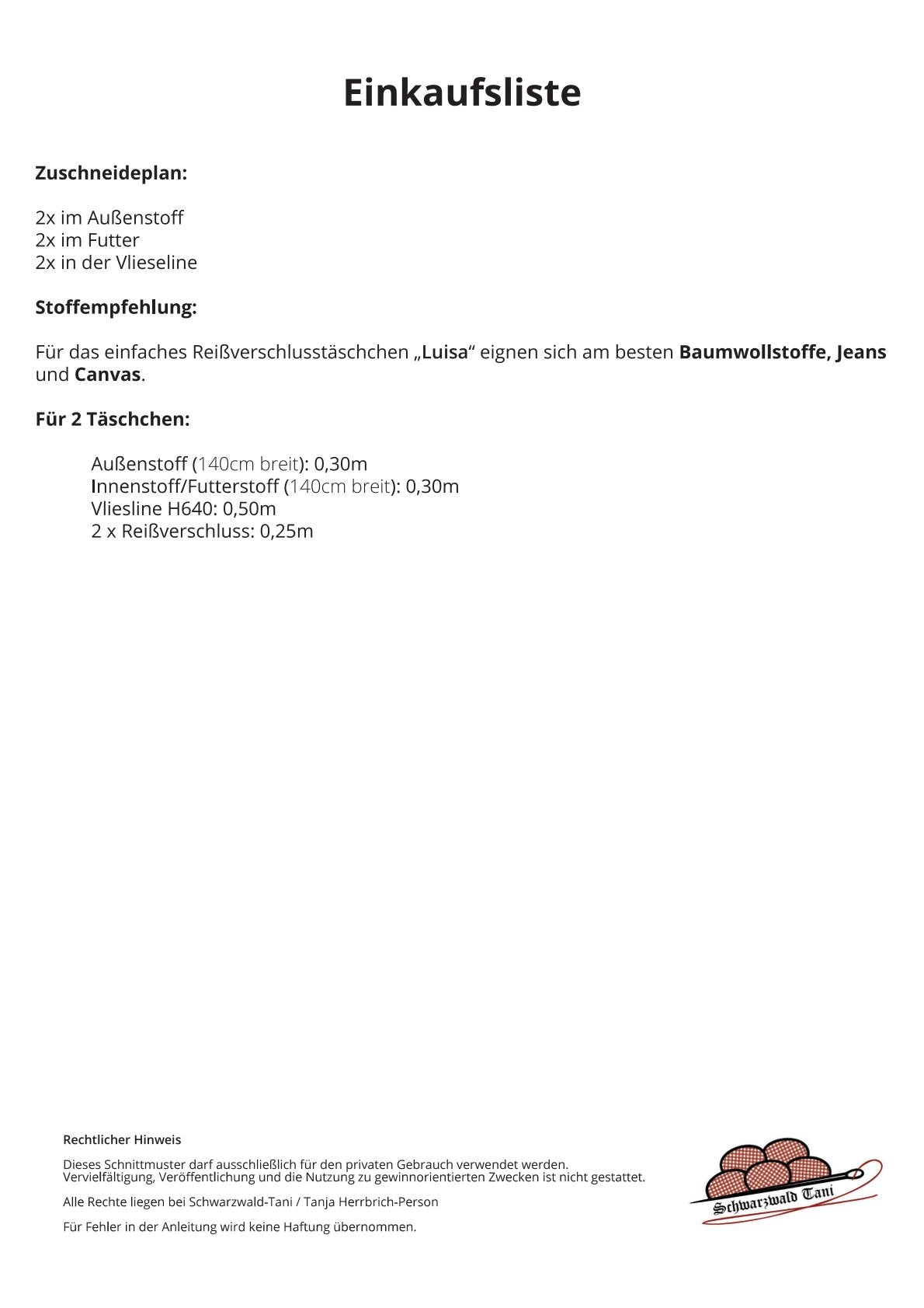 Freebie Kosmetiktäschchen "Luisa"