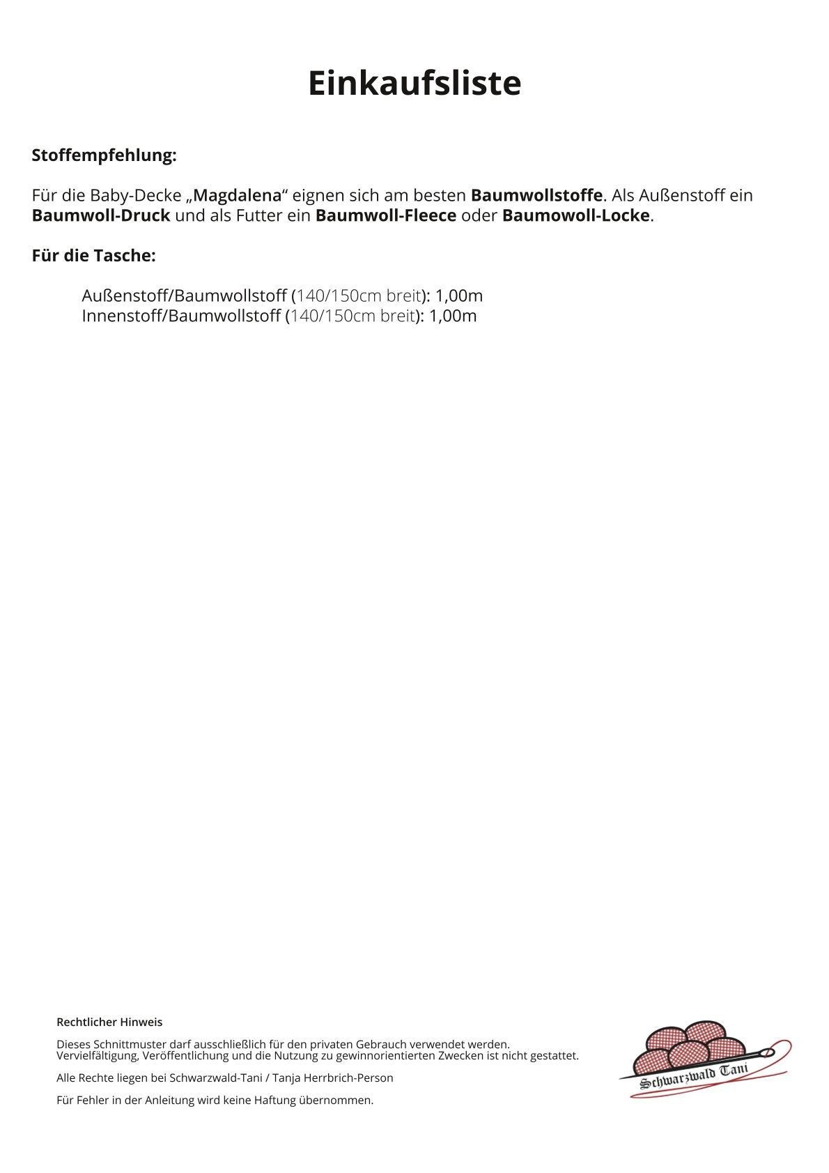 Freebie Babydecke "Magdalena"