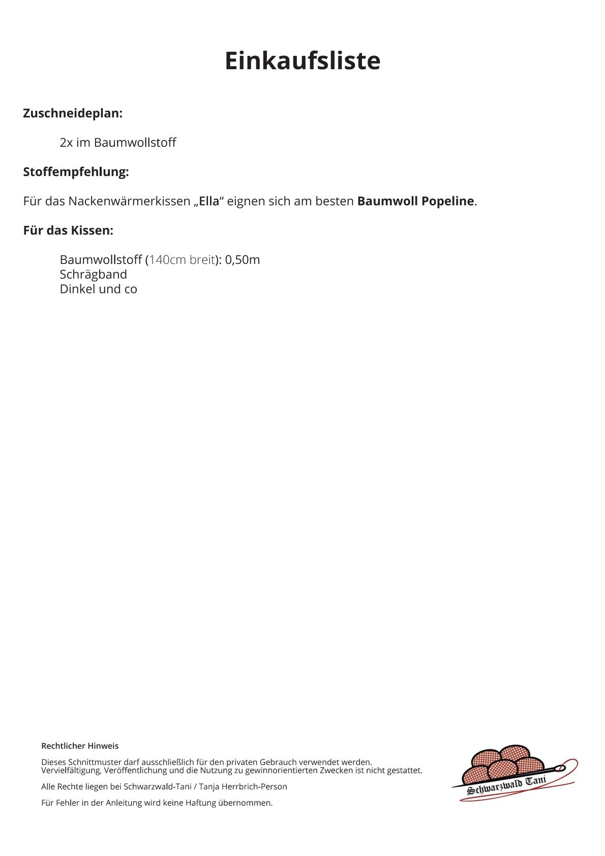 Freebie Nackenwärmkissen "Ella"