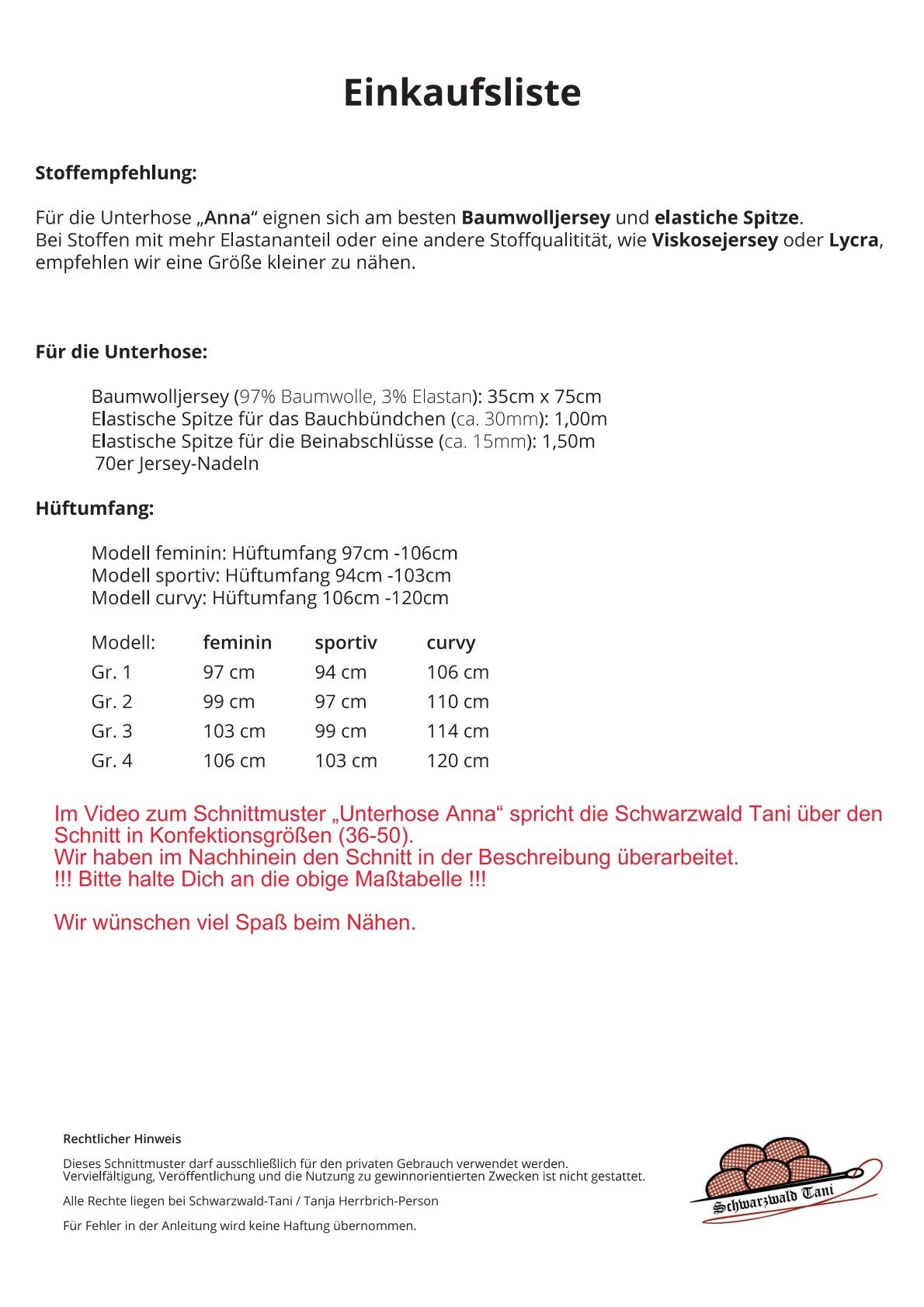 E-Book Unterhose ANNA (3 Modelle)