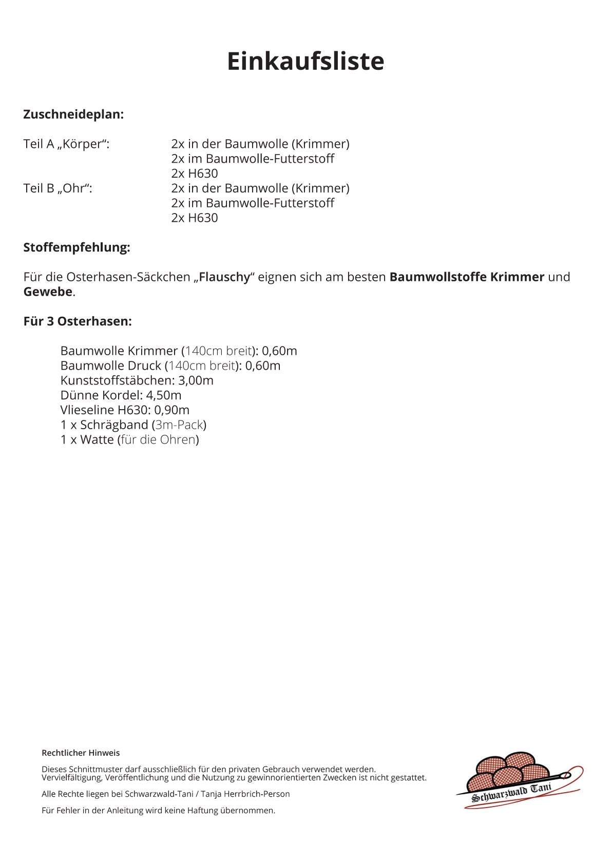 Freebie Osterhasen-Säckchen "Flauschi"