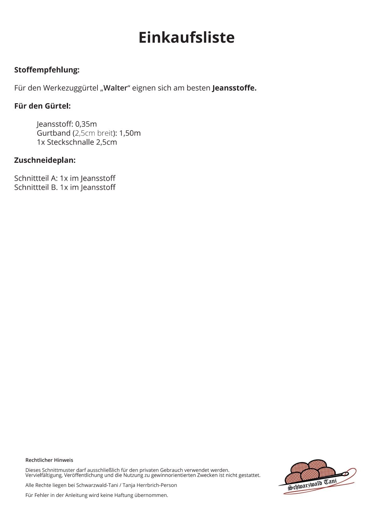 Freebie Werkzeuggürtel Walter