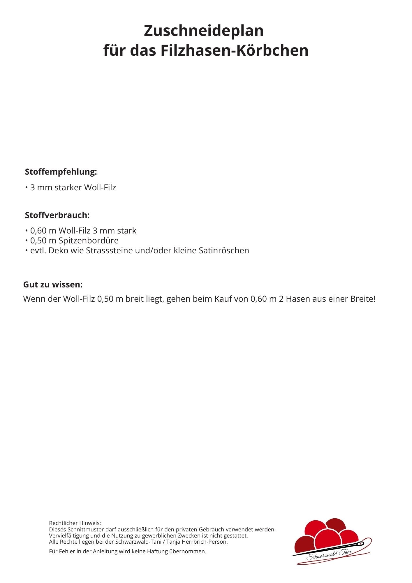 Freebie Filshasen-Körbchen