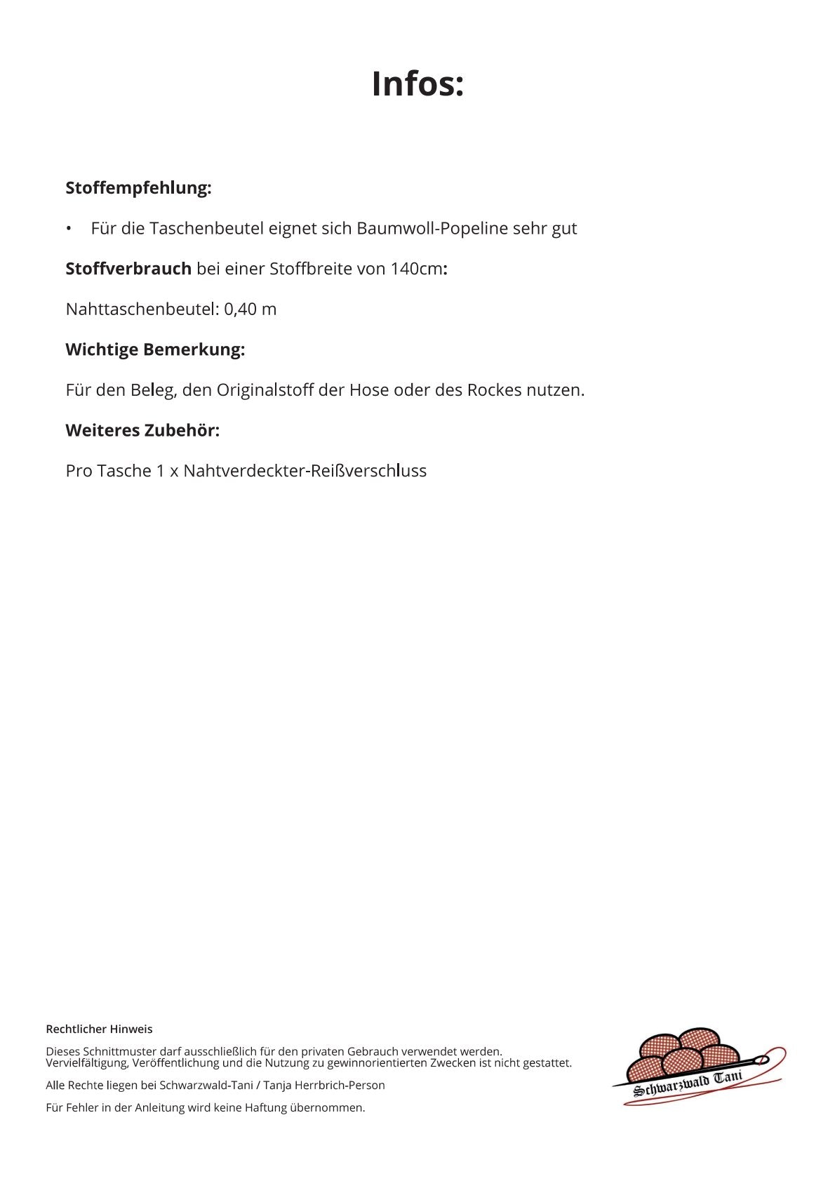 Freebie Nahttasche für Hosen und Röcke