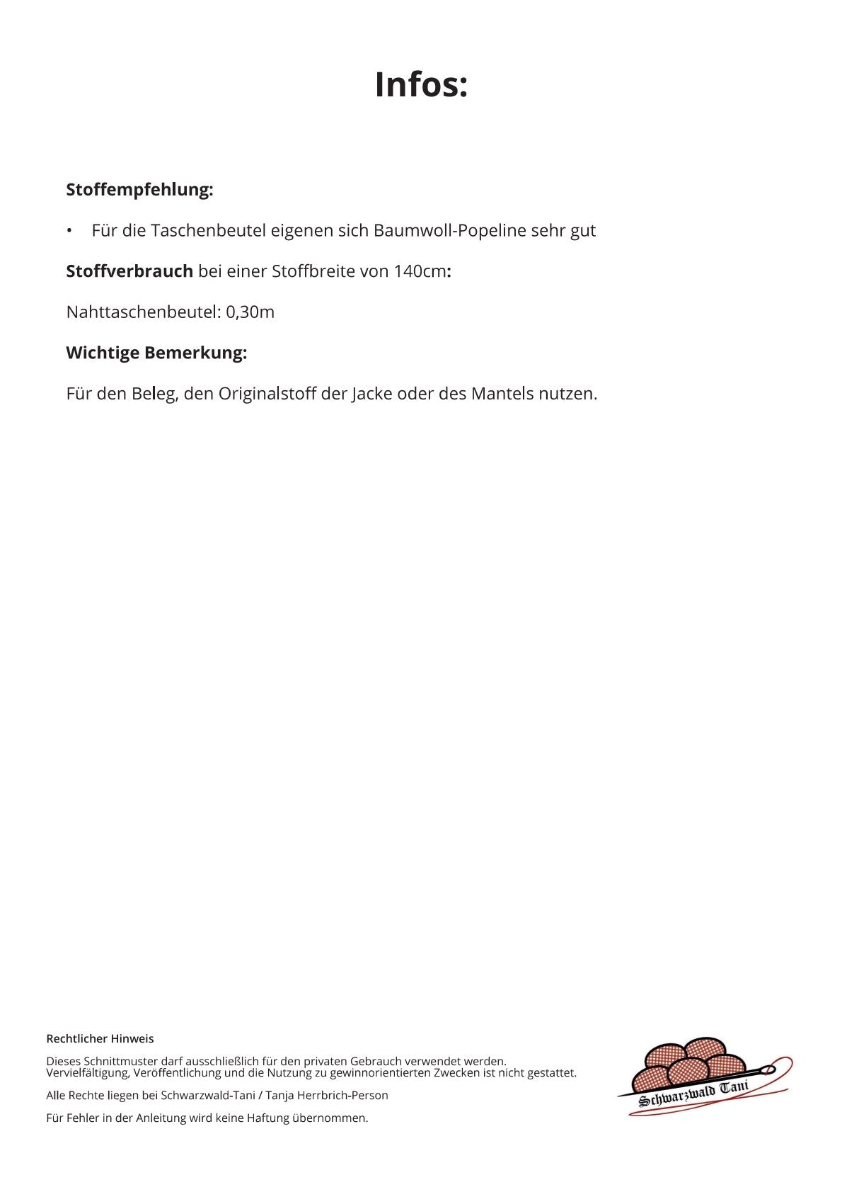 Freebie Nahttasche für Mäntel und Jacken