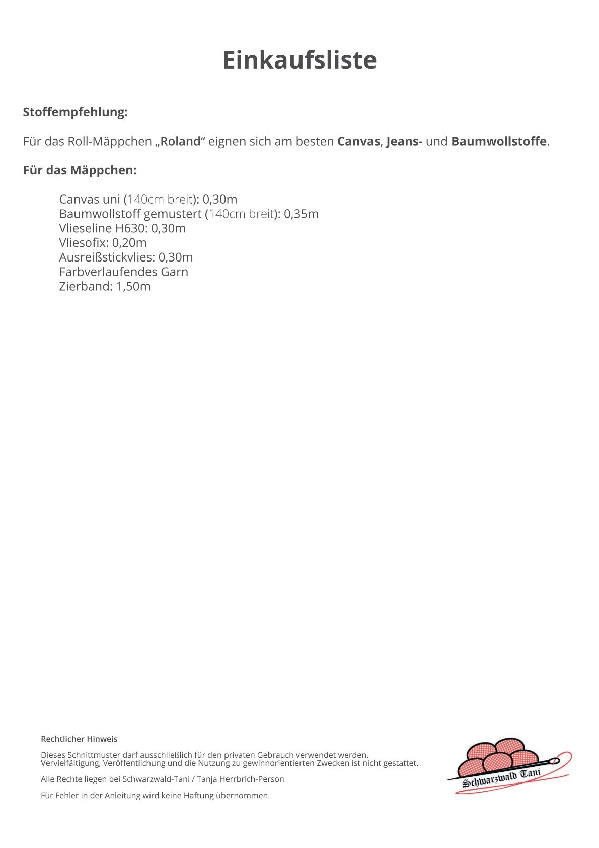 Freebie Rollmäppchen "Roland"