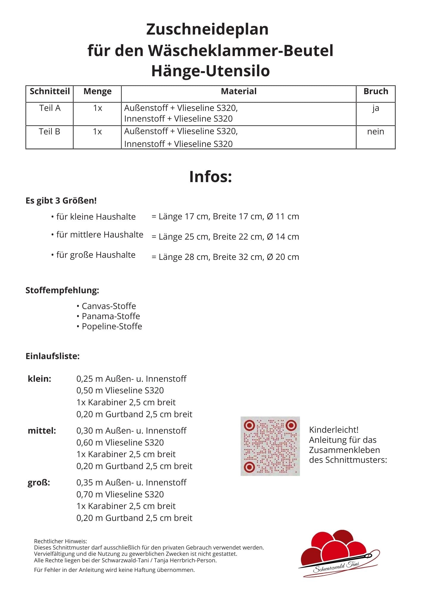 E-Book Wäscheklammer-Beutel / Hänge-Utensilo